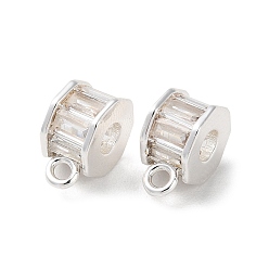 Посеребрённый Латунные поручни из кубического циркония, без кадмия, без никеля и без свинца, петля под залог, колонка, 925 серебро покрытием, 9x7x5 мм, отверстие : 1.5 мм, внутренний диаметр: 3 мм