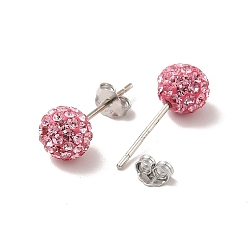 223_Light Rose Sexy Valentines Day Gifts for Her 925 Sterling Silver Austrian Crystal Rhinestone Ball Stud Earrings, 223_Light Rose, 15x6mm, Pin: 0.8mm