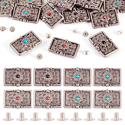 (52) Непрозрачная лаванда 16шт. 4 цветные литые декоративные заклепки, с имитацией бирюзы из смолы и винтами, для кошелька, , украшение кожаных ремесел, прямоугольные, разноцветные, 23x33x8.5 мм, отверстие : 2 мм, 4 шт / цвет