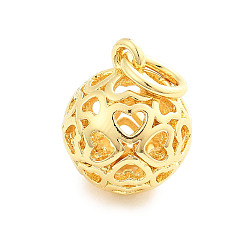 Круглые Латунные подвески, полый, стойки покрытие, долговечный, без свинца и без кадмия, с целью перехода в кольце, золотые, круглые, 11x9 мм