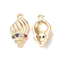 Настоящее золото 18K Латунные микро проложить кубического циркония подвески, без кадмия, без никеля и без свинца, спиральная оболочка, реальный 18 k позолоченный, 15x8x3 мм, отверстие : 1 мм