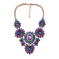 Темная Орхидея Ожерелья из сплава и стекла с цветком для женщин, золотой свет, темные орхидеи, 19.69 дюйм (50 см)