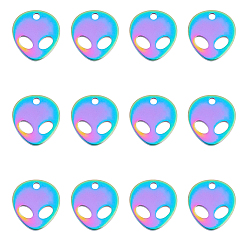 Rainbow Color 12шт ионное покрытие (IP) 201 подвески из нержавеющей стали, без кадмия, без никеля и без свинца, иностранец, Радуга цветов, 10x9x1 мм, отверстие : 1 мм