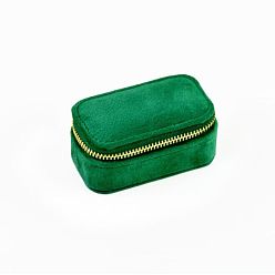 чирок Бархатная шкатулка для драгоценностей, дорожный портативный футляр для ювелирных изделий, ящики для хранения на молнии, для колец, Серьги, прямоугольные, зелено-синие, 8.5x4.5~4.7x3.8 см