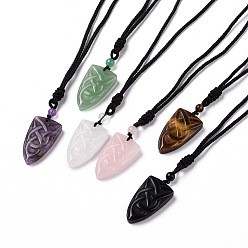 Смешанные камни Ожерелье с подвеской в виде матросского узла из натуральных смешанных драгоценных камней с нейлоновым шнуром для женщин, 36.22 дюйм (92 см)