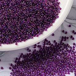 (RR352) Fuchsia Lined Aqua Luster MIYUKI Round Rocailles Beads, Japanese Seed Beads, 15/0, (RR352) Fuchsia Lined Aqua Luster, 1.5mm, Hole: 0.7mm, about 250000pcs/pound