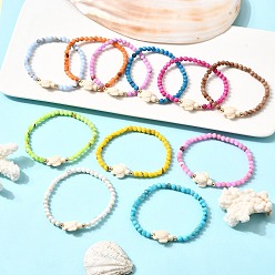 (52) Непрозрачная лаванда 11шт. браслеты из натурального персидского нефрита с круглыми бусинами и окрашенной синтетической бирюзы с бусинами, Морская черепаха, разноцветные, внутренний диаметр: 2-1/8 дюйм (5.5 см)