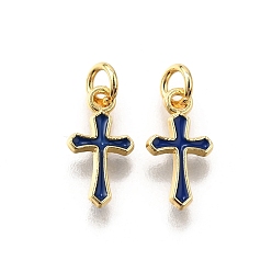 Синий Латунь эмаль прелести, с целью перехода в кольце, корсетное очарование, стойки покрытие, без кадмия и без свинца, долговечный, золотые, синие, 11.5x6x1.5 мм, отверстие : 2.6 мм