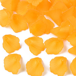 Оранжевый Прозрачные акриловые бусины, труба цветок бисер, матовые, цветок, оранжевые, 18x18x17 мм, отверстие : 1.5 мм, Около 700 шт / 500 г