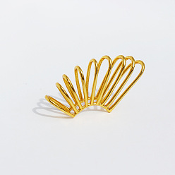 Золотой Латунные полые пружинные серьги-манжеты, золотые, 37x21 мм