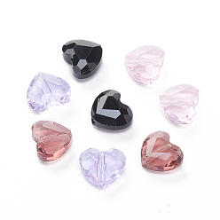 (52) Непрозрачная лаванда Стеклянные бусины, граненые, сердце, разноцветные, 7x8x4 мм, отверстие : 1 мм