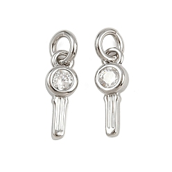 Платина Кулон из циркония, Брелоки для ключей, стойки покрытие, без свинца и без кадмия, долговечный, с целью перехода в кольце, платина, 10x4.5x2 мм, отверстие : 1.6 мм