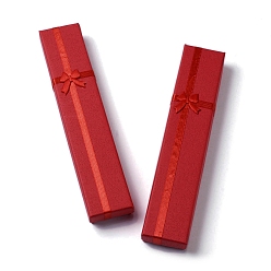 (123L) Белый крем непрозрачный блеск Картонные коробки ожерелья бумаги, Подарочный футляр для колье с губкой внутри и бантиком, прямоугольные, огнеупорный кирпич, 4.1x20x2.45 см