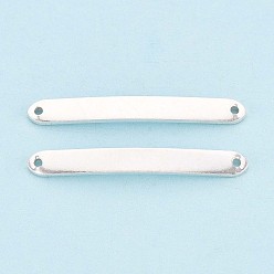 Серебро 925 подвески из стерлингового серебра, прямоугольник ссылки, штамповка пустой метки, серебряные, 28x3x2~2.5 мм, отверстие : 1 мм