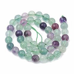 Fluorite Natural Fluorite Beads Strands, Round, 6~7mm, Hole: 1mm, about 60~67pcs/strand, 15.7 inch