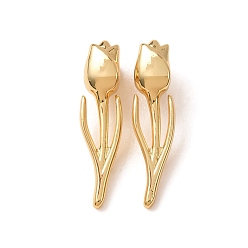 Real 18K Gold Plated Brass Pendants, Tulip Charms, Rack Plating, Long-Lasting Plated, Lead Free & Cadmium Free, Real 18K Gold Plated, 24x6x7mm, Hole: 5x2mm