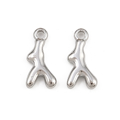 Нержавеющая Сталь Цвет 304 подвески из нержавеющей стали, подвески из искусственного коралла, цвет нержавеющей стали, 18x9x3 мм, отверстие : 2 мм