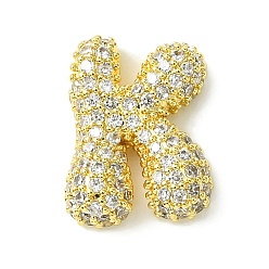 Letter K Подвески из латуни с покрытием из прозрачного кубического циркония, без кадмия и без свинца, долговечный, алфавит, реальный 18 k позолоченный, Письмо K, 17x13x5 мм, отверстие : 3x1.8 мм