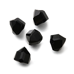 Черный Стекло имитация австрийских хрустальных бусин, многоугольник, граненые, чёрные, 7x7.5x7.5 мм, отверстие : 1.2 мм