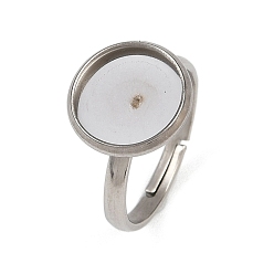 Нержавеющая Сталь Цвет 304 компоненты манжетного кольца из нержавеющей стали, настройки кольца чашки безеля, плоско-круглые, цвет нержавеющей стали, лоток : 12 мм, внутренний диаметр: 15.5 мм