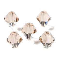 Античный Белый К 9 стекло, имитация Австрийские кристаллические шарики, граненые, двухконусные, старинный белый, 6x6x6 мм, отверстие : 0.9 мм