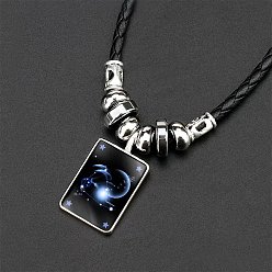 Козерог Ожерелья из сплава, стекла и искусственной кожи с подвесками, прямоугольник с рисунком созвездия, Козерог, 19.69 дюйм (50 см)