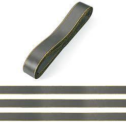 Kaki Foncé 5 Ruban de satin en polyester bordé d'or, kaki foncé, 7/8 pouces (21 mm)
