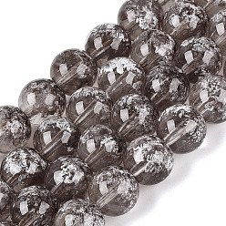 Gray Transparent Half Spray Painted Glass Beads Strands, Round, Gray, 10mm, Hole: 1~1.2mm, about 81~86pcs/strand, 29.72~31.69 inch(75.5~80.5cm)