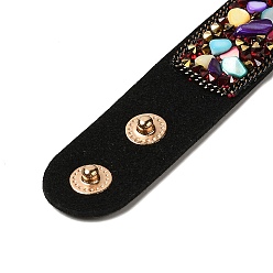 Coquille Bracelet à cordon pression en faux suède, bracelet en perles de coquillages naturels pour hommes femmes, 8-5/8 pouce (22 cm)