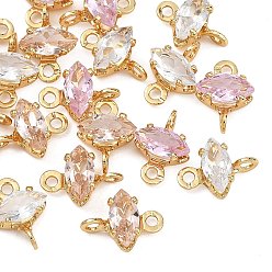 Mixed Color SHEGRACE Brass Pave Cubic Zirconia Horse Eye Connector Charms, Cadmium Free & Nickel Free & Lead Free, Long-Lasting Plated, Real 18K Gold Plated, Mixed Color, 8.5x6x3.5mm, Hole: 1mm and 1.2mm