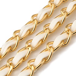 Белый Оксидированные алюминиевые веревочные цепи, с искусственной кожей, несварные, белые, 7x3.5 мм, о 50 ярдов / пачка