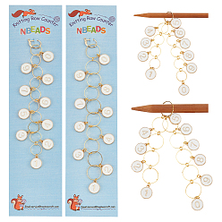 Белый 2 шт 2 стиль сплав эмаль плоские круглые подвески вязание ряд счетчик цепочек, для отслеживания хода проекта, подходит для игл до 10мм/14мм, белые, 13.5~17.7 см, 1 шт / стиль