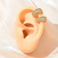 Настоящее золото 18K C-образные серьги-каффы из латуни с микропаве из прозрачных кубических цирконий, реальный 18 k позолоченный, 14.5x13.5x6.5 мм