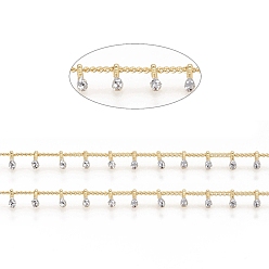 Silver Brass Handmade Beaded Chain, Curb Chains, Cadmium Free & Lead Free, with Enamel, Long-Lasting Plated, Real 18K Gold Plated Unwelded, with Spool, Silver, 2x1.5x0.8mm, Charm: 6x2x2mm, about 32.8 Feet(10m)/roll