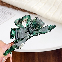 чирок Заколки для волос с когтями из ацетата целлюлозы (смола), бантом, заколка для волос для женщин и девочек, зелено-синие, 130x54 мм