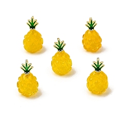 Золотой Подвески из латунной эмали и лэмпворк ручной работы, ананас, золотые, 23~24x13~14x13~14 мм, отверстие : 6x2 мм