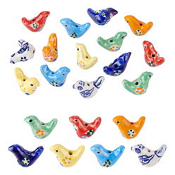 (52) Непрозрачная лаванда 14шт 7 цвета фарфоровые бусины ручной работы, пастельный фарфор, птица, разноцветные, 14~14.5x19.5~20x9 мм, отверстие : 1.4~1.8 мм, 2 ПК / цветов