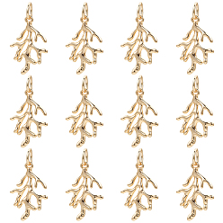 Branch Латунные подвески, с целью перехода в кольце, реальный 18 k позолоченный, филиал, 17x11x1 мм, отверстие : 3.5 мм