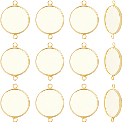 Настоящее золото 18K 30 шт. 304 Настройки для коннектора кабошона из нержавеющей стали, чашки безель с краями, плоско-круглые, реальный 18 k позолоченный, лоток : 16 мм, 25x18x2 мм, отверстие : 2~2.4 мм