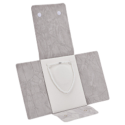 Светло-серый Портативные дорожные бархатные жемчужные ожерелья с откидным клапаном, прямоугольные, светло-серый, 20.2x15.2x1.2 см