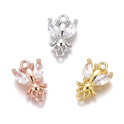 (52) Непрозрачная лаванда Латунные микропаве прозрачные кубические циркониевые подвески, долговечный, разноцветные, 11.5x7.5x3 мм, отверстие : 1 мм