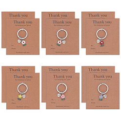 (52) Непрозрачная лаванда 12шт. 6 стили брелоков из цинкового сплава с эмалью, с бумажной карточкой, цветок, платина, разноцветные, 49 мм, 2 шт / стиль