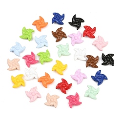 Mixed Color Baking Paint Opaque Acrylic Beads, Windmill, Mixed Color, 20x20x8.5mm, Hole: 2mm