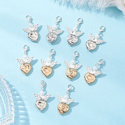 (52) Непрозрачная лаванда 60 шт. 2 цвета ccb пластиковый кулон в форме сердца ангела украшения, с акриловыми шариками и омаров коготь застежками, разноцветные, 40 мм, 30 шт / цвет