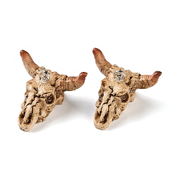 Cattle Skull Theme Opaque Resin Pendants, with Platinum Iron Loop, Cattle Charm, 13x21x23mm, Hole: 2mm