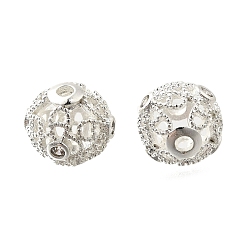 Серебро Латунные микропаве из прозрачного кубического циркония, долговечный, круглые, серебряные, 8.5x8.5x8.5 мм, отверстие : 1.6 мм