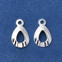 Teardrop Латунь прелести, без кадмия и без свинца, 925 серебро покрытием, слеза, 10x6x1 мм, отверстие : 1.2 мм