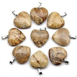 Пейзажный Джаспер Натуральная подвеска из яшмы, сердцевидная, 20 мм