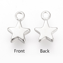 Платинированный Латунь прелести, звезда, без никеля , Реальная платина, Реальная платина, 10x7x2 мм, отверстие : 1.4 мм