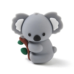 Koala Силиконовые бусины с изображением животных, фокусные бусы, коала, 27x27.5x15.5 мм, отверстие : 2.7 мм